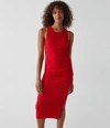 Michael Stars Wren Side Slit Sleeveless Body-con Midi Dress In Cardinal