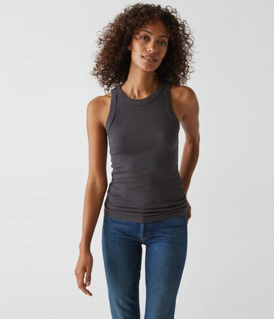 Michael Stars Halley Ribbed Tank With Ruching In Oxide