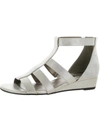 Array Athena Womens Open Toe Ankle Strap Wedge Sandals In Silver