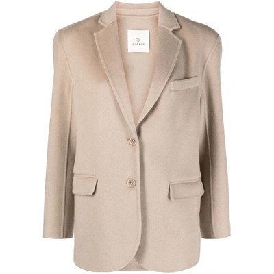 Anine Bing Ladies Beige Quinn Single-breasted Wool Blazer