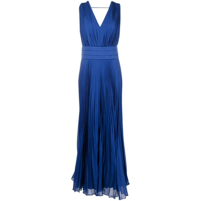 Max Mara Elegante Womens Cornflower Blue Gennaro Pleated Wide-leg Crepe Jumpsuit In Bluette