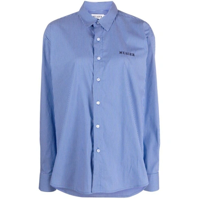 Musier Logo-embroidered Striped Cotton Blend Shirt In Blue