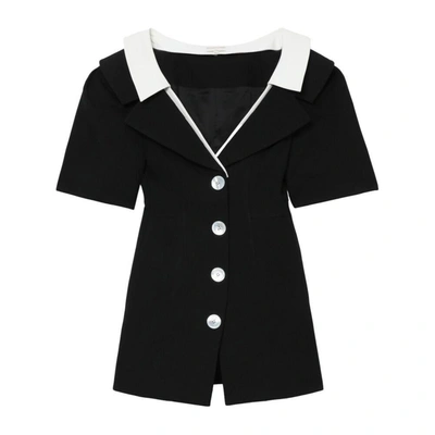 Shushu-tong Button-front V-neck Minidress In Black
