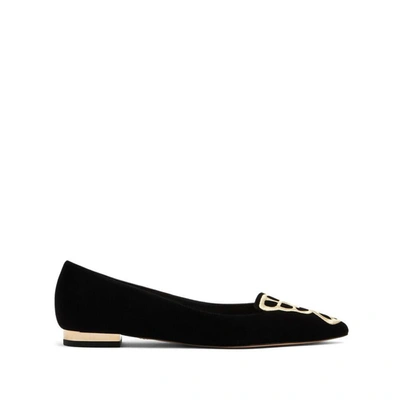 Sophia Webster Women's Butterfly Embroidered Flats In Black Gold