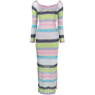 Suboo Zephyr Striped Maxi Dress In Pink/blue