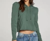 CHASER PUFF SLEEVE CROPPED HOODIE IN LEAF