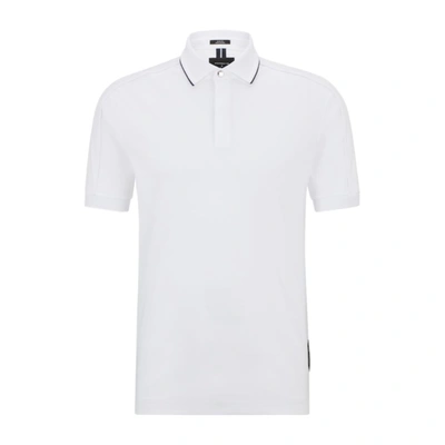 Hugo Boss Porsche X Boss Mercerised-cotton Slim-fit Polo Shirt In White