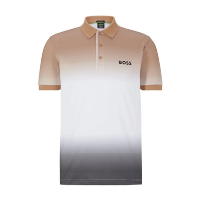 Hugo Boss Stretch-jersey Polo Shirt With Degrad Signature Stripes In White