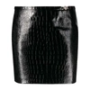 Versace Waist-high Leather Skirt With Crocodile Motif In Black
