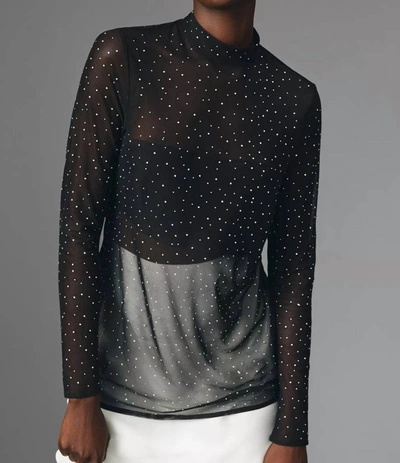 Eva Franco Starlight Long-sleeve Sheer Tunic In Black