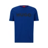 Hugo Cotton-jersey Regular-fit T-shirt With Contrast Logo In Blue