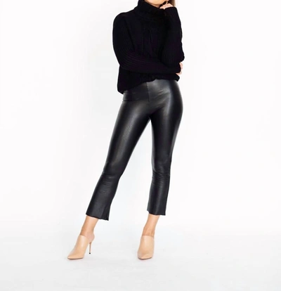 Commando Cropped Flared High-rise Faux-leather Trousers In Black