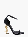 Saint Laurent Opyum Patent Leather Sandals With Structured Heel Featuring Metal Ysl Initials And Adj In Black