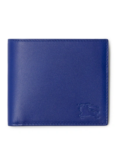 Burberry Leather Wallet With Ekd In Blue