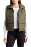 Z By Zella Crop Puffer Vest In Olive Night