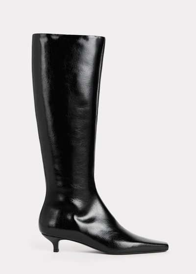 Totême Patent Leather The Wedge Heel Booties Heel 6cm In Black