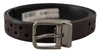 DOLCE & GABBANA DARK PURPLE PERFORATED LEATHER METAL BUCKLE BELT