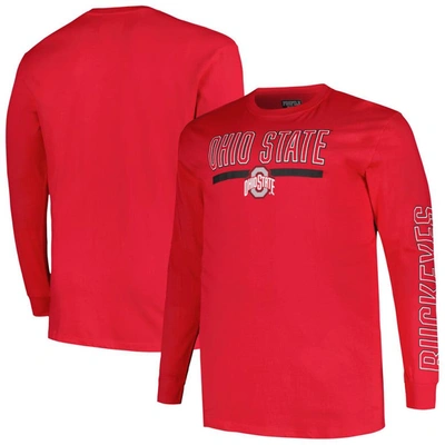 PROFILE PROFILE SCARLET OHIO STATE BUCKEYES BIG & TALL TWO-HIT GRAPHIC LONG SLEEVE T-SHIRT