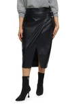 RIVER ISLAND FAUX LEATHER FAUX WRAP SKIRT