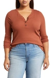 Madewell Drapey Rib Henley T-shirt In Maple Syrup