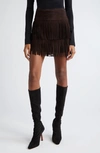 MICHAEL KORS LEATHER FRINGE MINISKIRT