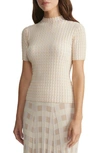 Lafayette 148 Ribbed Plaid Mock-neck Sweater In Pampas Plume Mult