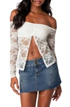 Edikted Odessa Split Front Off The Shoulder Lace Top In White