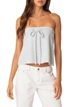 Edikted Caroline Front Tie Strapless Top In Gray-melange