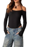 EDIKTED MODEL OFF DUTY COLD SHOULDER RIB BODYSUIT