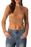Edikted Asymmetric Loose Knit Sweater In Camel
