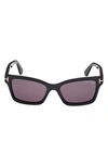 Tom Ford Women's Mikel 54mm Rectangular Sunglasses In Black/purple Solid