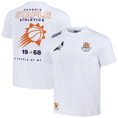 Staple Men's Nba X  White Distressed Phoenix Suns Home Team T-shirt