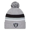 New Era Heather Gray Las Vegas Raiders Cuffed Knit Hat With Pom In Heather Gray