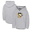 OUTERSTUFF GIRLS YOUTH HEATHER GRAY PITTSBURGH PENGUINS ULTIMATE TEDDY FLEECE PULLOVER HOODIE