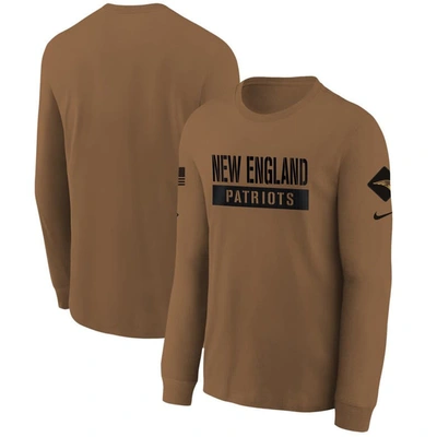 NIKE YOUTH NIKE  BROWN NEW ENGLAND PATRIOTS 2023 SALUTE TO SERVICE LONG SLEEVE T-SHIRT