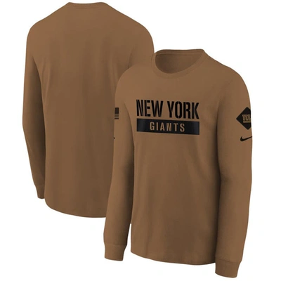 NIKE YOUTH NIKE  BROWN NEW YORK GIANTS 2023 SALUTE TO SERVICE LONG SLEEVE T-SHIRT