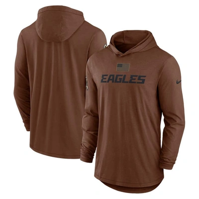 Nike Philadelphia Eagles Salute To Service Men's  Men's Dri-fit Nfl Long-sleeve Hooded Top In Brown