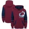 OUTERSTUFF YOUTH BURGUNDY COLORADO AVALANCHE FACE OFF COLOR BLOCK FULL-ZIP HOODIE