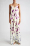 Jil Sander Printed Georgette Maxi Slip Dress In Prism Violet