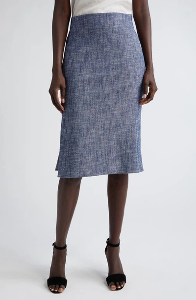 Akris Pencil Skirt With Side Slits In Denim