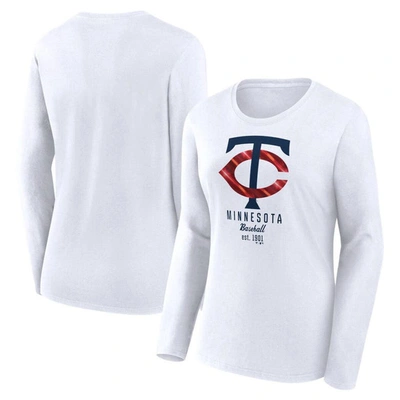 Fanatics Branded  White Minnesota Twins Lightweight Fitted Long Sleeve T-shirt