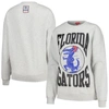 Mitchell & Ness Women's  Heather Gray Florida Gators Oversized Logo Lightweight Pullover Sweatshirt In Heather Gray