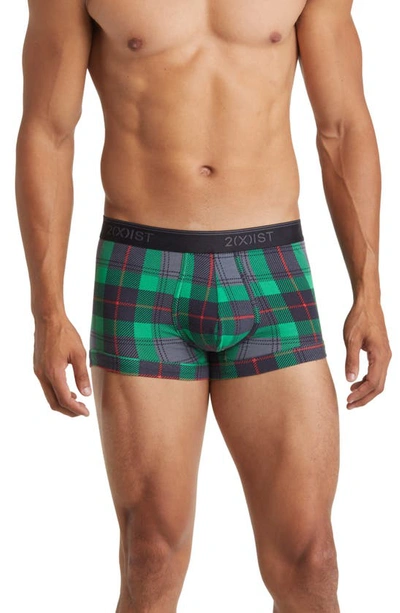 2(x)ist 4-pack No-show Stretch Trunks In Endangered, Tartan Plaid Multi, Black, 2 Colour Plaid