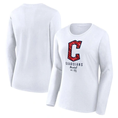 Fanatics Branded  White Cleveland Guardians Lightweight Fitted Long Sleeve T-shirt