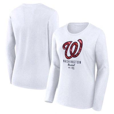 Fanatics Branded  White Washington Nationals Lightweight Fitted Long Sleeve T-shirt