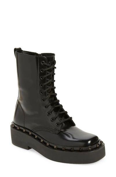 Valentino Garavani M-way Rocktstud Combat Boots In Nero