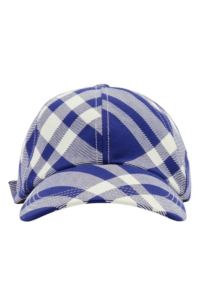 Burberry Check-plaid Cotton Baseball Cap In Blue,white