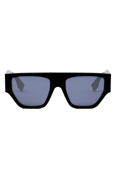 Fendi Women's O'lock Acetate Geometric Sunglasses In Black Blue