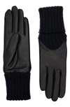 AGNELLE MIXED MEDIA LEATHER GLOVES