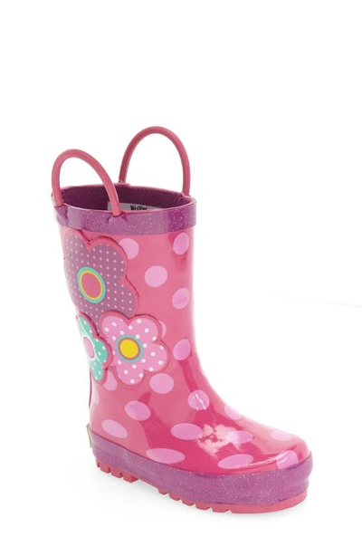 Western Chief Kids' Flower Cutie Girls Polka Dot Rubber Rain Boots In Pink